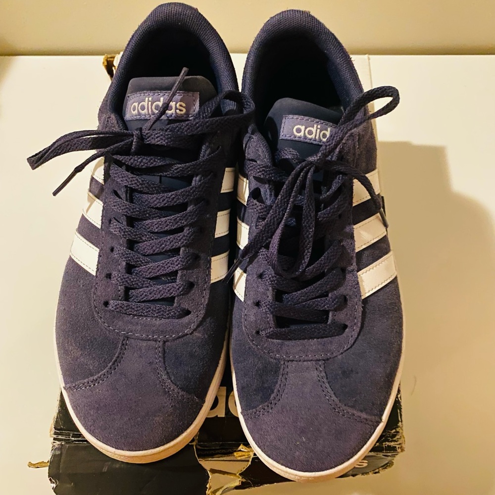 Blue/White suede/leather Adidas Court